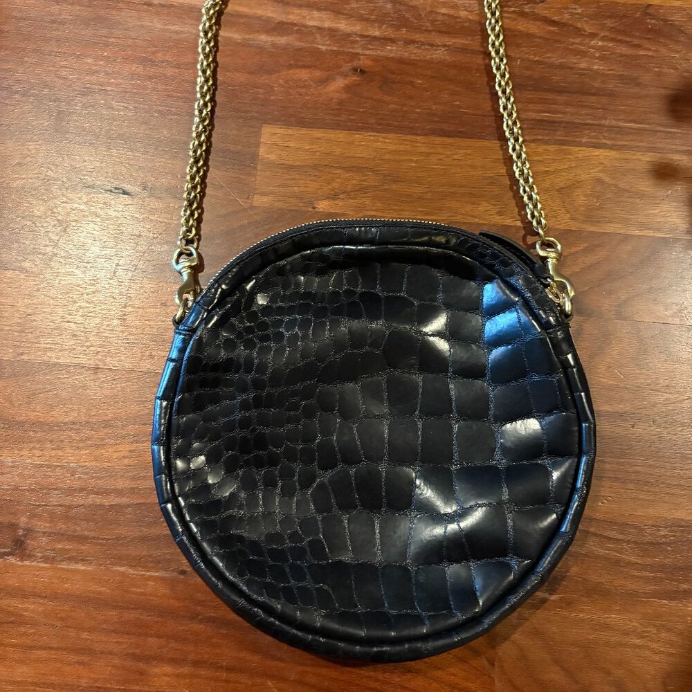 Clare V. Faux Croco black little Round bag